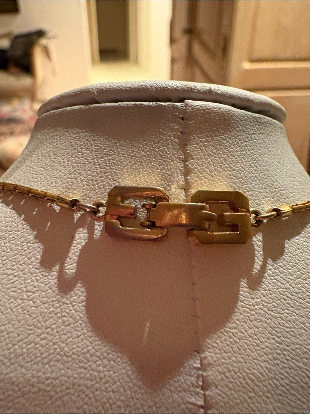 Givenchy Gold-Tone Rectangular Pendant Necklace with Brown Inlay - Picture 6 of 12